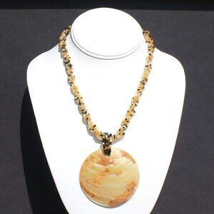 Handmade Bronze Round Oyster Shell Necklace